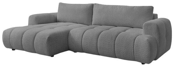 -25 % Dny MOMENTI– Bobochic Paris Šedá bouclé rozkládací pohovka Fuji 292 cm, levá