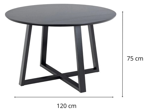 Actona Kulatý jídelní stůl Malika 120 cm černý