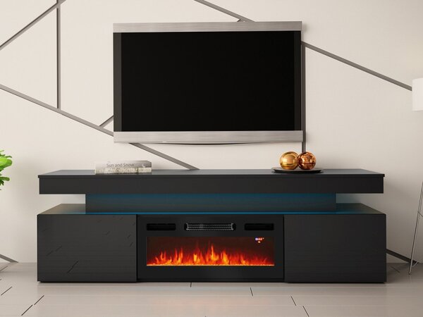 TV stolek/skříňka s krbem Lestirola EF 2D 190, Barva:: černá / černý lesk Mirjan24 5903211305771