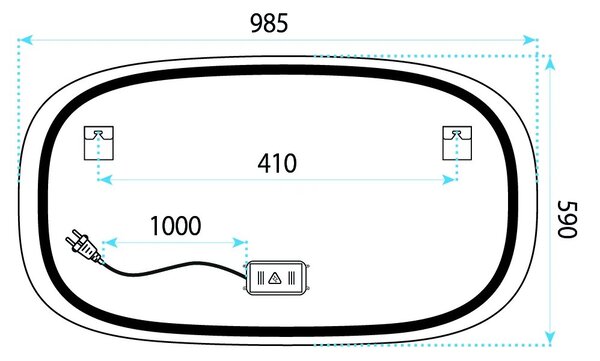 Tutumi Zrcadlo 100x60 cm s regulovatelným LED osvětlením HOM-01523