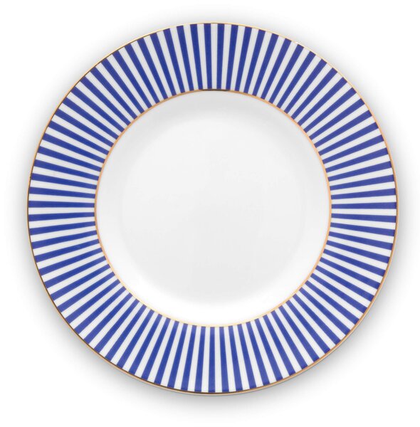 Pip Studio talíř Royal Stripes modrý, 17 cm