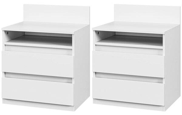 HOMCOM Sada 2 ks nočních stolků se šuplíky, bílé 39 x 32 x 50 cm 831-894V90WT