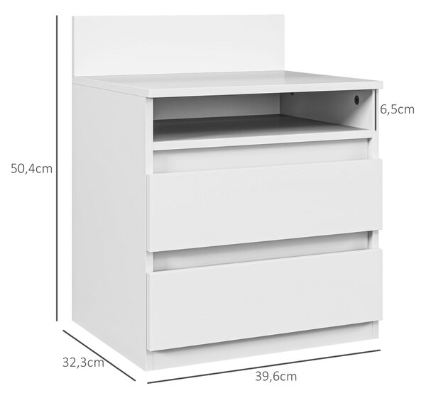 HOMCOM Sada 2 ks nočních stolků se šuplíky, bílé 39 x 32 x 50 cm 831-894V90WT
