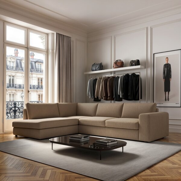 -25 % Dny MOMENTI– Rodier Béžová rohová pohovka Baga 297 cm, levá