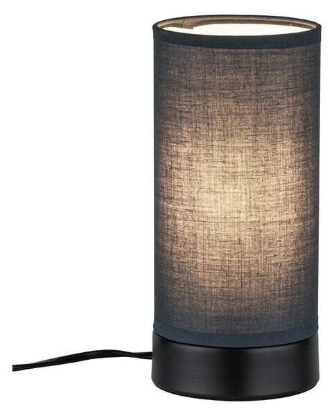 PAULMANN Stolní lampa Pia látkové stínidlo 1-ramenné černá mat/šedá E14 bez zdroje světla 770.59