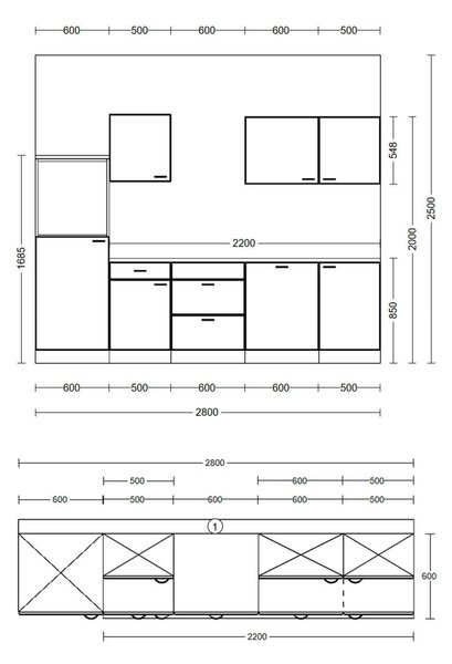 KUCHYŇSKÝ BLOK 280 cm FlexWell - Online Only kuchyňské linky, Online Only