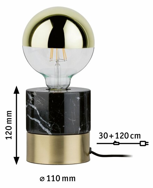 Paulmann stolní lampa Vala 1-ramenné mosaz kartáčovaný/mramor černá 797.42 P 79742