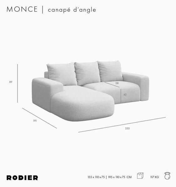 -25 % Dny MOMENTI– Rodier Růžová bouclé rohová pohovka Monce 255 cm, levá
