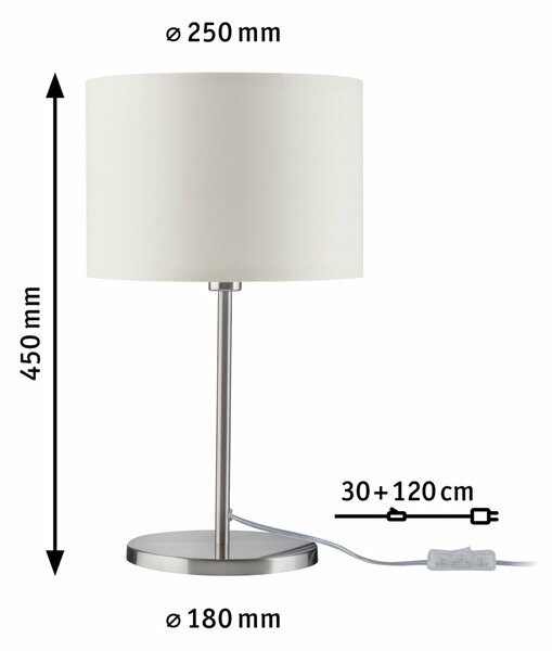 Paulmann Tessa stolní lampa Creme/kov kartáčovaný bez zdroje světla, max. 40W E14 709.23 P 70923