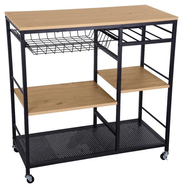 SERVÍROVACÍ VOZÍK, přírodní barvy, černá, 86/40/86 cm Xora - Barové vozíky
