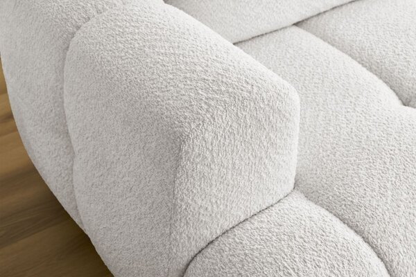 -25 % Dny MOMENTI– Bobochic Paris Bílá bouclé rozkládací pohovka Fuji 292 cm, pravá