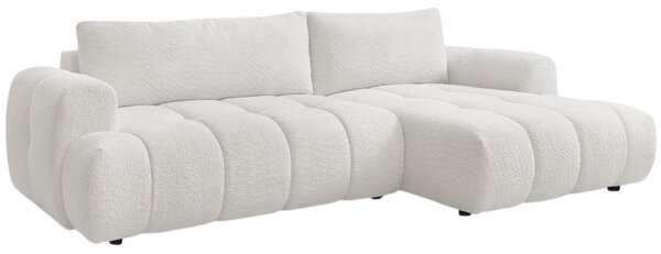 -25 % Dny MOMENTI– Bobochic Paris Bílá bouclé rozkládací pohovka Fuji 292 cm, pravá