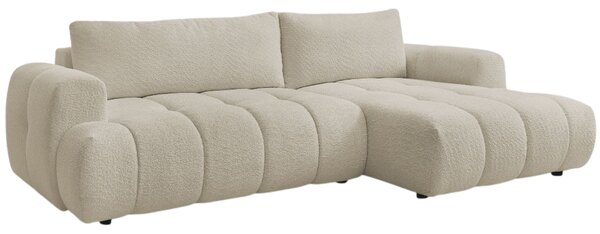 -25 % Dny MOMENTI– Bobochic Paris Béžová bouclé rozkládací pohovka Fuji 292 cm, pravá