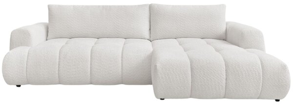 -25 % Dny MOMENTI– Bobochic Paris Bílá bouclé rozkládací pohovka Fuji 292 cm, pravá