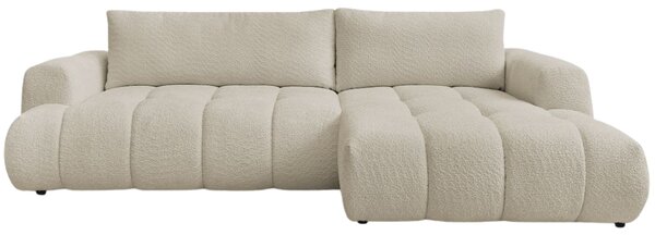 -25 % Dny MOMENTI– Bobochic Paris Béžová bouclé rozkládací pohovka Fuji 292 cm, pravá