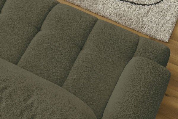 -25 % Dny MOMENTI– Bobochic Paris Zelená bouclé rozkládací pohovka Fuji 292 cm, pravá
