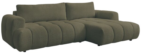 -25 % Dny MOMENTI– Bobochic Paris Zelená bouclé rozkládací pohovka Fuji 292 cm, pravá