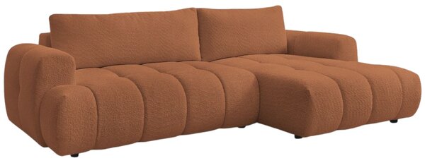 -25 % Dny MOMENTI– Bobochic Paris Terakotově oranžová bouclé rozkládací pohovka Fuji 292 cm, pravá