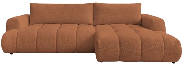 -25 % Dny MOMENTI– Bobochic Paris Terakotově oranžová bouclé rozkládací pohovka Fuji 292 cm, pravá