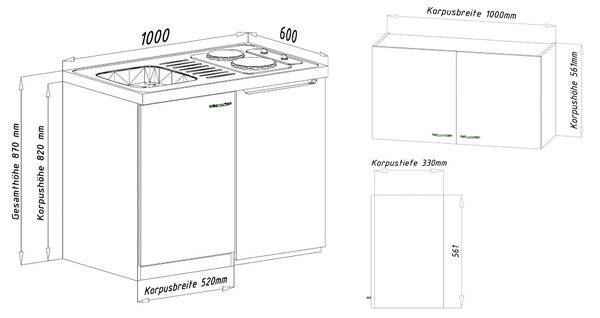 MINIKUCHYNĚ Respekta - Online Only kuchyňské linky, Online Only