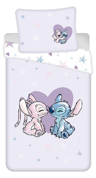 Bavlněné dětské povlečení na jednolůžko 140x200 cm Lilo and Stitch "Heart" – Jerry Fabrics