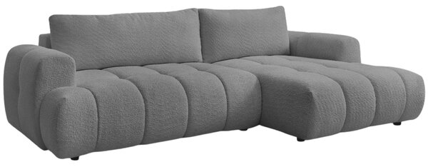 -25 % Dny MOMENTI– Bobochic Paris Šedá bouclé rozkládací pohovka Fuji 292 cm, pravá
