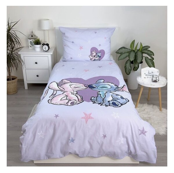 Bavlněné dětské povlečení na jednolůžko 140x200 cm Lilo and Stitch "Heart" – Jerry Fabrics