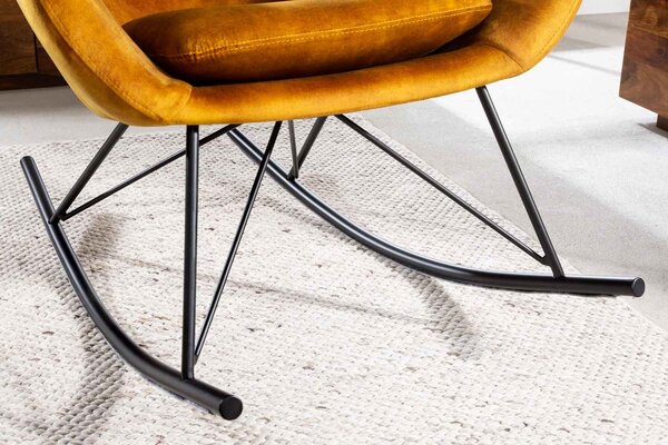 Designové houpací křeslo Sweden hořčičný samet