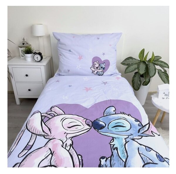 Bavlněné dětské povlečení na jednolůžko 140x200 cm Lilo and Stitch "Heart" – Jerry Fabrics