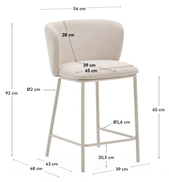 Béžová barová židle (výška sedáku 65 cm) Ciselia – Kave Home