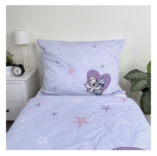 Bavlněné dětské povlečení na jednolůžko 140x200 cm Lilo and Stitch "Heart" – Jerry Fabrics