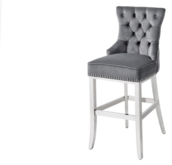 Designová barová židle Queen Lví hlava šedá