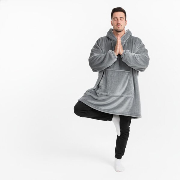 XPOSE® Mikinová deka - světle šedá