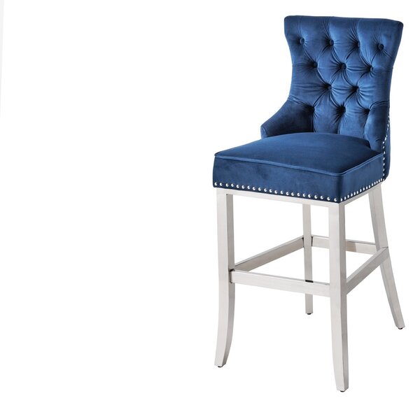 Designová barová židle Queen Lví hlava královská modrá