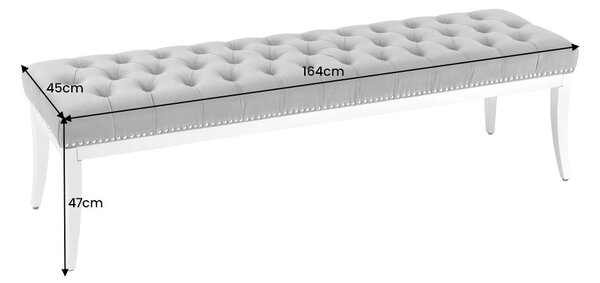 Designová lavice Queen 164 cm šedý samet