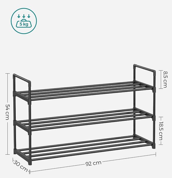 SONGMICS Botník Clarna 92 cm černý