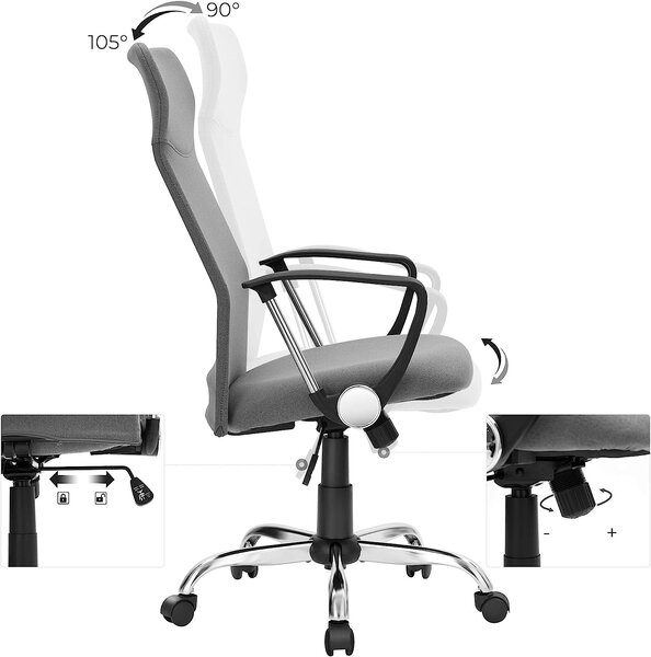SONGMICS Kancelářská židle Swivels šedá