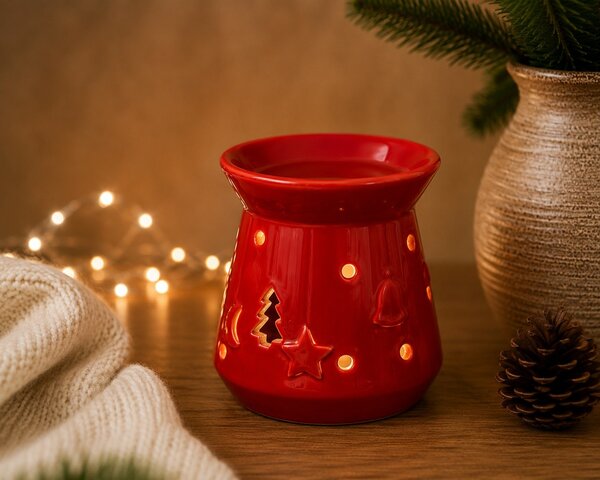 Aroma lampa – Červená keramika se stromečkem, výška 11 cm 9001101