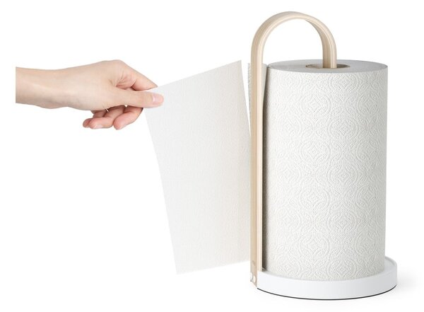 Bílý dřevěný stojan na papírové utěrky ø 17 cm Bellwood – Umbra