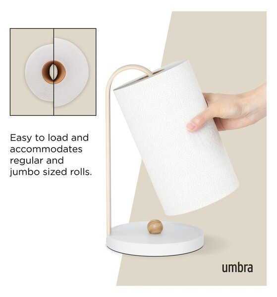 Bílý dřevěný stojan na papírové utěrky ø 17 cm Bellwood – Umbra