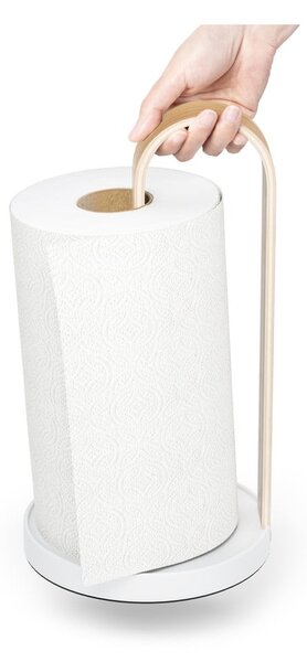 Bílý dřevěný stojan na papírové utěrky ø 17 cm Bellwood – Umbra