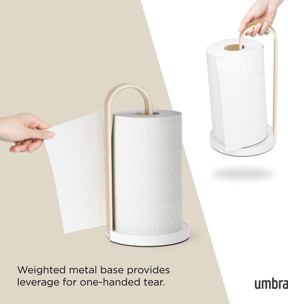 Bílý dřevěný stojan na papírové utěrky ø 17 cm Bellwood – Umbra
