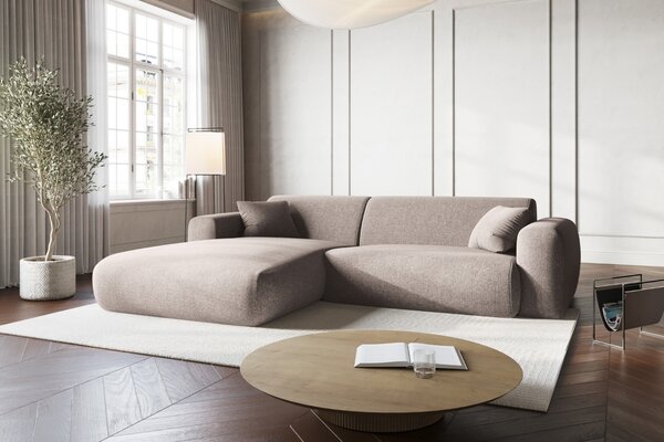 Cosmopolitan Design Béžová rohová pohovka Nolio 235 cm, levá