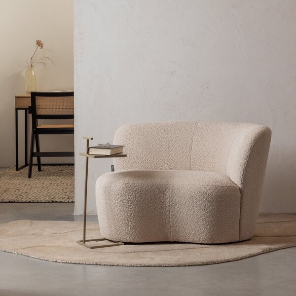 WOOOD Bílá bouclé lenoška Stone 112 cm, pravá