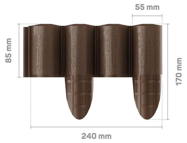 9x zahradní palisáda Cellfast Standard 4 hnědá 2,3 m zahradní palisáda mrazuvzdorná 20,7 m
