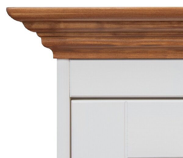 Massive home | Belluno Elegante bílý psací stůl z masivu s dubovou deskou