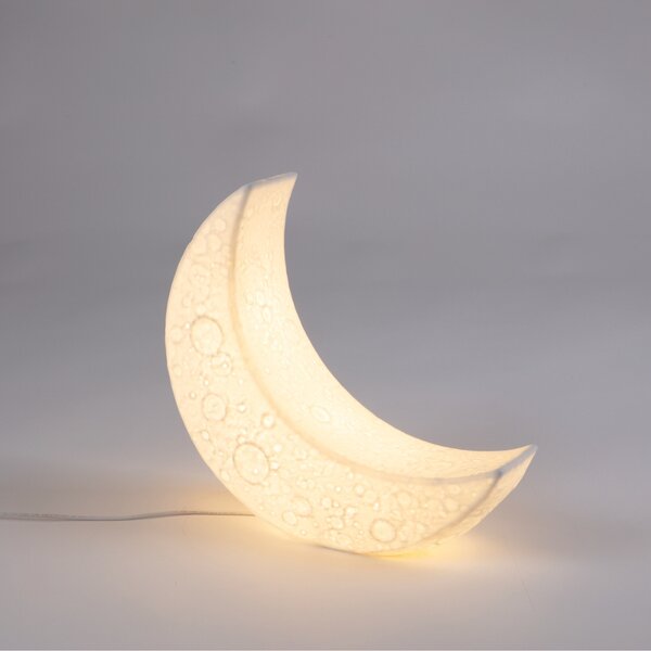 Seletti Bílá porcelánová stolní LED lampa My Tiny Moon
