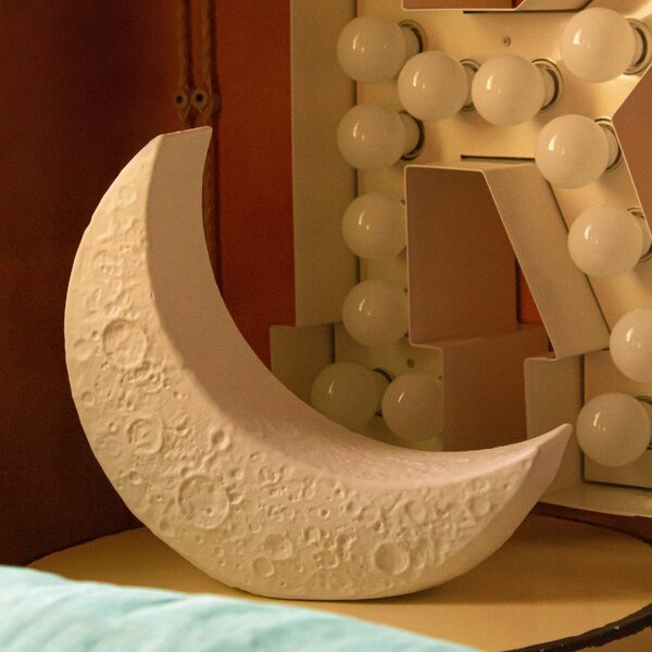Seletti Bílá porcelánová stolní LED lampa My Tiny Moon