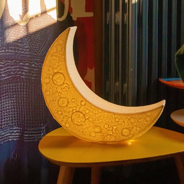 Seletti Bílá porcelánová stolní LED lampa My Tiny Moon