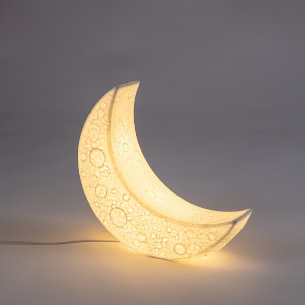 Seletti Bílá porcelánová stolní LED lampa My Tiny Moon